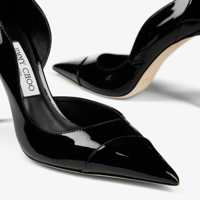 Pantofi cu toc Brigitte 100 din piele lăcuită neagră Pantofi cu toc Brigitte 100 din piele lăcuită neagră