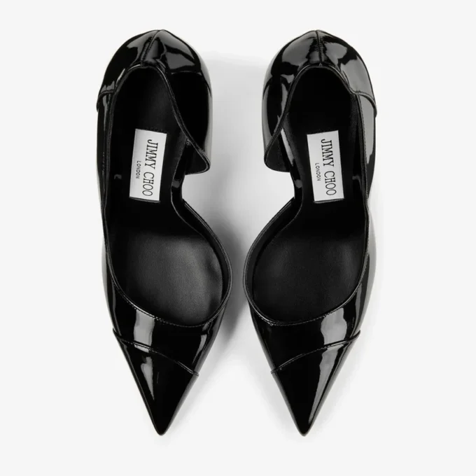 Pantofi cu toc Brigitte 100 din piele lăcuită neagră Pantofi cu toc Brigitte 100 din piele lăcuită neagră