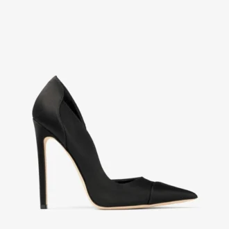Pantofi cu toc Brigitte 120 din satin negru