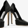 Pantofi cu toc Brigitte 120 din satin negru Pantofi cu toc Brigitte 120 din satin negru