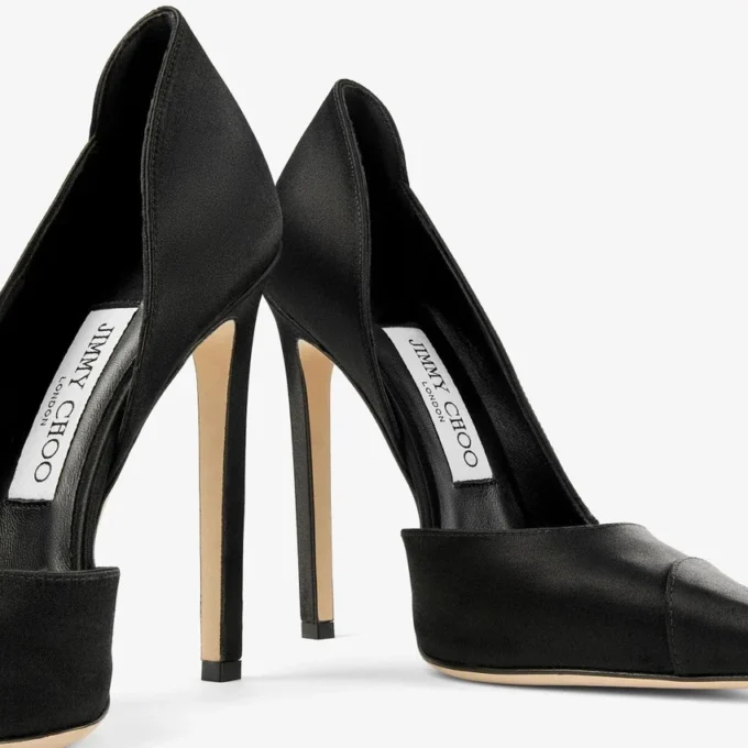 Pantofi cu toc Brigitte 120 din satin negru Pantofi cu toc Brigitte 120 din satin negru