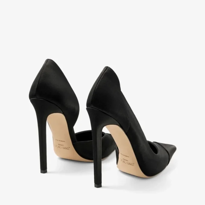 Pantofi cu toc Brigitte 120 din satin negru Pantofi cu toc Brigitte 120 din satin negru