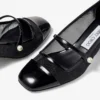 Pantofi cu toc Elisa 45 din piele lăcuită neagră și plasă