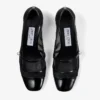 Pantofi cu toc Elisa 45 din piele lăcuită neagră și plasă