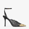 Pantofi cu toc Faiz 100 negri jimmy choo cu dantelă și detalii metalice Pantofi cu toc Faiz 100 negri jimmy choo cu dantelă și detalii metalice