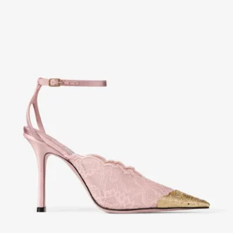 Pantofi cu toc Faiz 100 Rose Jimmy Choo din dantelă cu detalii metalice Pantofi cu toc Faiz 100 Rose Jimmy Choo din dantelă cu detalii metalice