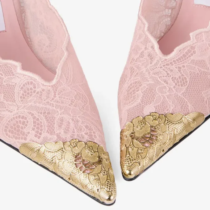 Pantofi cu toc Faiz 100 Rose Jimmy Choo din dantelă cu detalii metalice Pantofi cu toc Faiz 100 Rose Jimmy Choo din dantelă cu detalii metalice