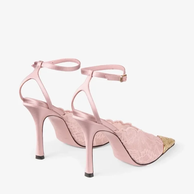Pantofi cu toc Faiz 100 Rose Jimmy Choo din dantelă cu detalii metalice Pantofi cu toc Faiz 100 Rose Jimmy Choo din dantelă cu detalii metalice