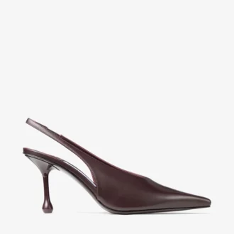 Pantofi cu toc Isa 80 din piele de vițel Deep Merlot