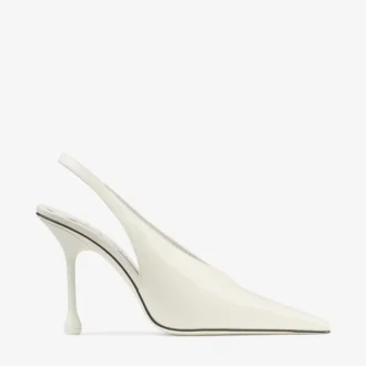 Pantofi cu toc Isa 95 din piele lăcuită, culoare Latte