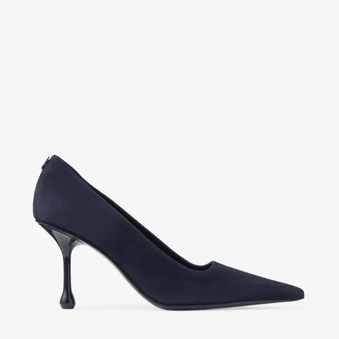 Pantofi cu toc Ixia 80 din piele de căprioară de culoare marină Pantofi cu toc Ixia 80 din piele de căprioară de culoare marină