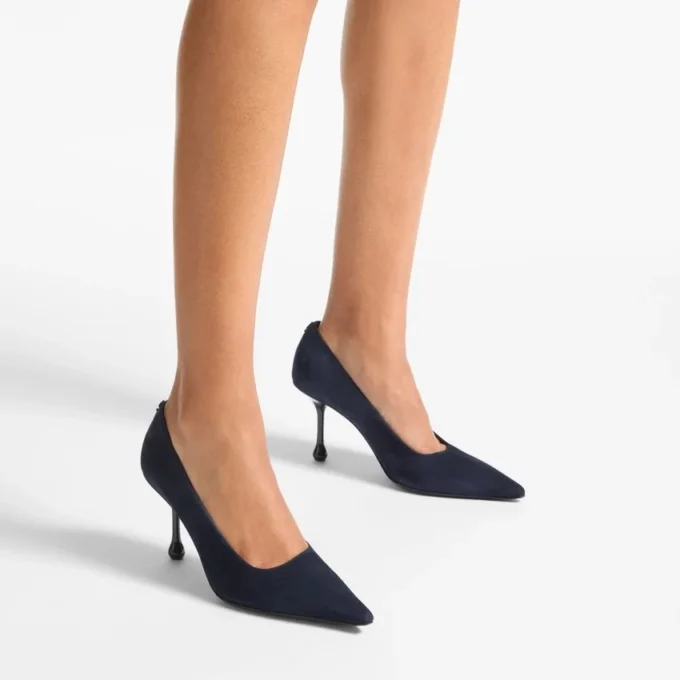 Pantofi cu toc Ixia 80 din piele de căprioară de culoare marină Pantofi cu toc Ixia 80 din piele de căprioară de culoare marină