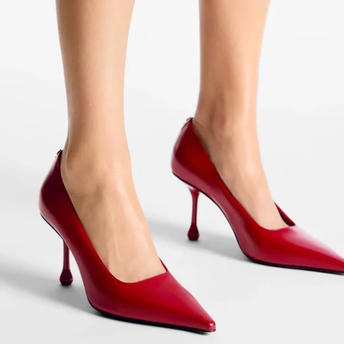 Pantofi cu toc Ixia 80 din piele roșu rubiniu Pantofi cu toc Ixia 80 din piele roșu rubiniu