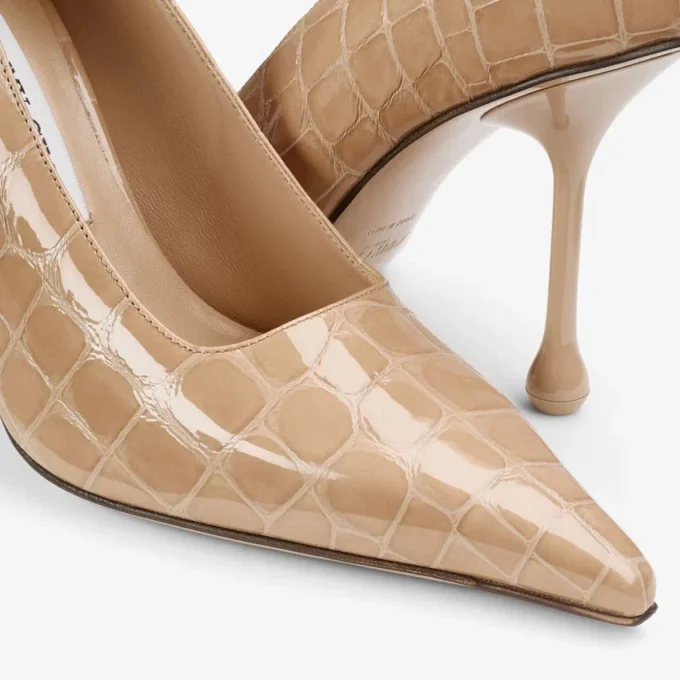 Pantofi cu toc Ixia 95 Chai din piele lucioasă cu imprimeu de crocodil Pantofi cu toc Ixia 95 Chai din piele lucioasă cu imprimeu de crocodil