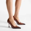 Pantofi cu toc Ixia 95 din piele Spazzolato vopsită cu spray în nuanța Cognac Pantofi cu toc Ixia 95 din piele Spazzolato vopsită cu spray în nuanța Cognac