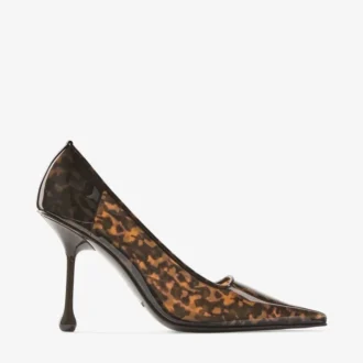 Pantofi cu toc Ixia 95 din TPU de culoare chihlimbar cu model de broască țestoasă