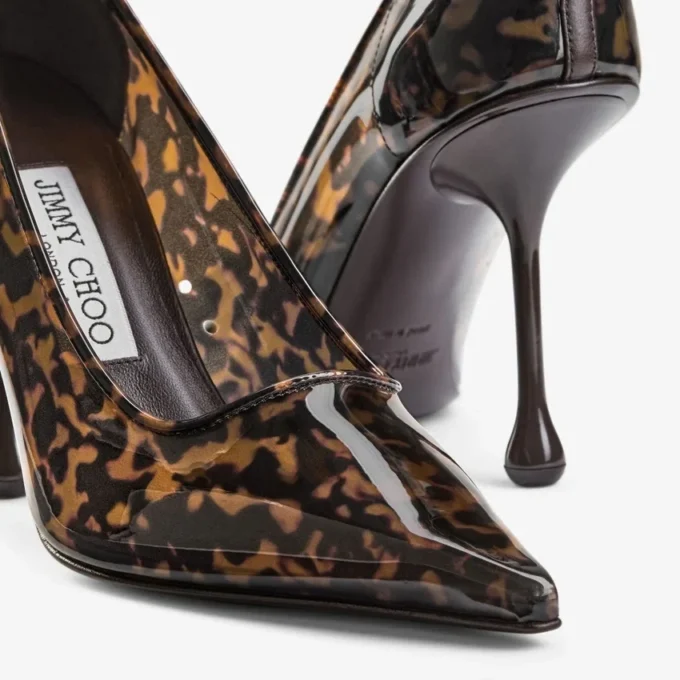 Pantofi cu toc Ixia 95 din TPU de culoare chihlimbar cu model de broască țestoasă Pantofi cu toc Ixia 95 din TPU de culoare chihlimbar cu model de broască țestoasă