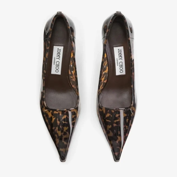 Pantofi cu toc Ixia 95 din TPU de culoare chihlimbar cu model de broască țestoasă Pantofi cu toc Ixia 95 din TPU de culoare chihlimbar cu model de broască țestoasă