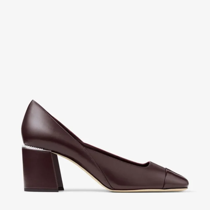 Pantofi cu toc Jenson 65 din piele nappa lăcuită de culoare Merlot intens Pantofi cu toc Jenson 65 din piele nappa lăcuită de culoare Merlot intens