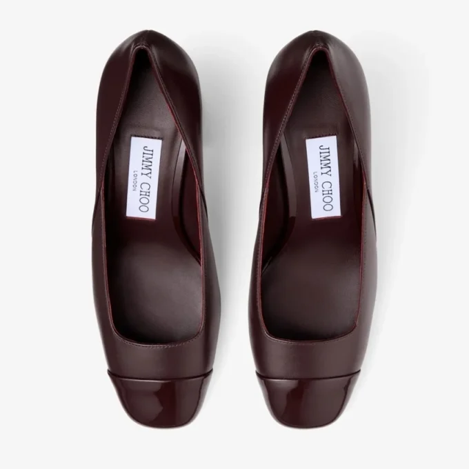 Pantofi cu toc Jenson 65 din piele nappa lăcuită de culoare Merlot intens Pantofi cu toc Jenson 65 din piele nappa lăcuită de culoare Merlot intens