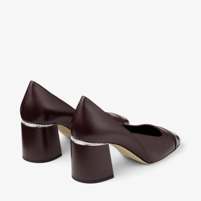 Pantofi cu toc Jenson 65 din piele nappa lăcuită de culoare Merlot intens Pantofi cu toc Jenson 65 din piele nappa lăcuită de culoare Merlot intens
