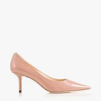 Pantofi cu toc Love 65 din piele lăcuită roz balet cu emblemă Jc