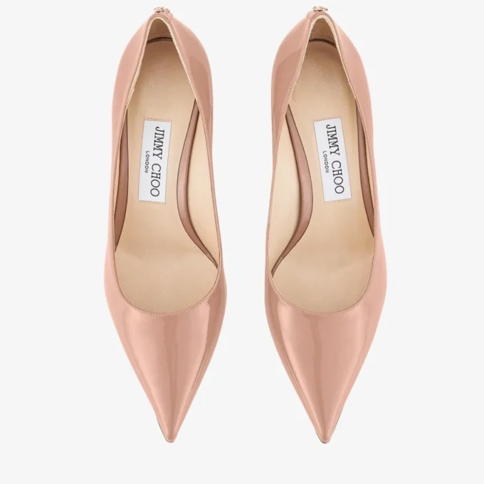 Pantofi cu toc Love 65 din piele lăcuită roz balet cu emblemă Jc Pantofi cu toc Love 65 din piele lăcuită roz balet cu emblemă Jc