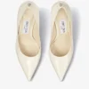 Pantofi cu toc Love 85 din piele lăcuită Latte cu emblemă Jc