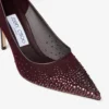 Pantofi cu toc Love 85 din plasă de culoare merlot intens, cu cristale Galaxy Pantofi cu toc Love 85 din plasă de culoare merlot intens, cu cristale Galaxy