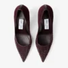 Pantofi cu toc Love 85 din plasă de culoare merlot intens, cu cristale Galaxy Pantofi cu toc Love 85 din plasă de culoare merlot intens, cu cristale Galaxy