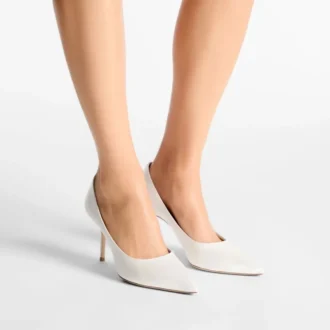 Pantofi cu toc Love 85 din satin de culoare ivoriu Pantofi cu toc Love 85 din satin de culoare ivoriu