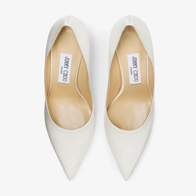 Pantofi cu toc Love 85 din satin de culoare ivoriu