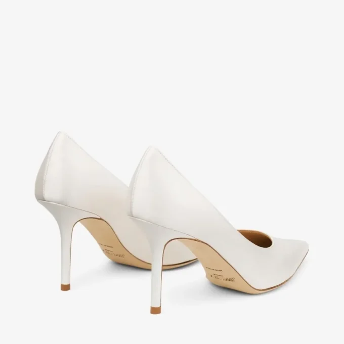Pantofi cu toc Love 85 din satin de culoare ivoriu