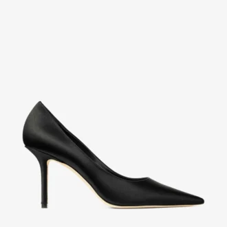Pantofi cu toc Love 85 din satin negru