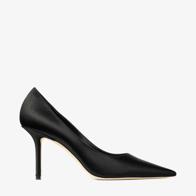Pantofi cu toc Love 85 din satin negru Pantofi cu toc Love 85 din satin negru