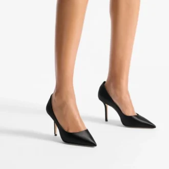 Pantofi cu toc Love 85 din satin negru
