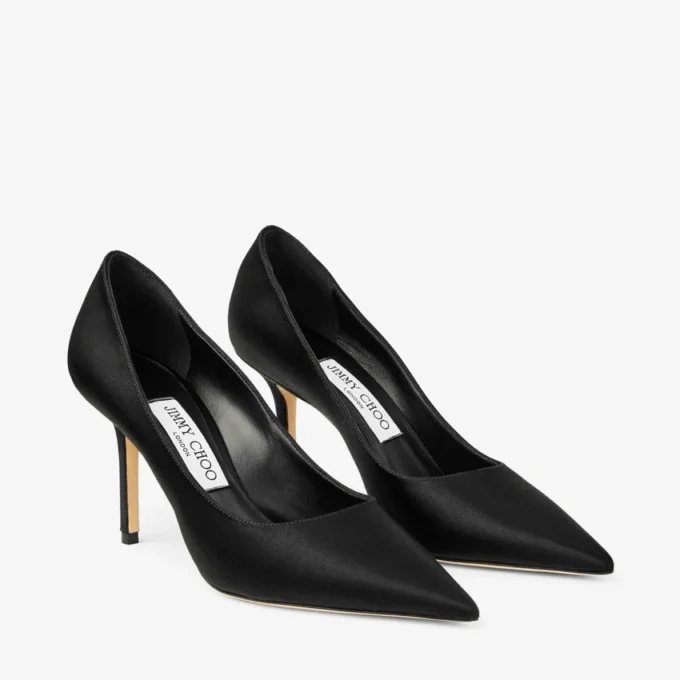Pantofi cu toc Love 85 din satin negru Pantofi cu toc Love 85 din satin negru