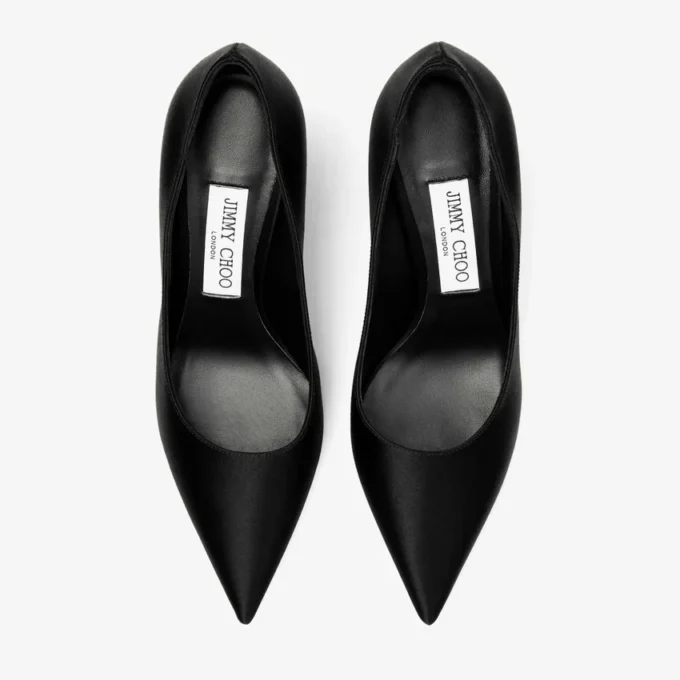 Pantofi cu toc Love 85 din satin negru Pantofi cu toc Love 85 din satin negru