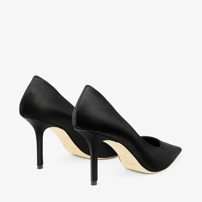 Pantofi cu toc Love 85 din satin negru Pantofi cu toc Love 85 din satin negru