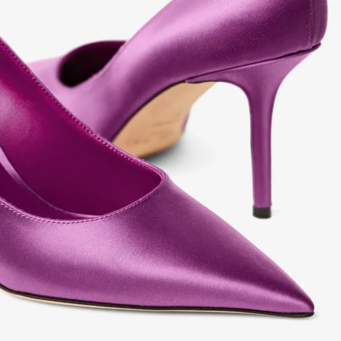 Pantofi cu toc Love 85 din satin violet orhidee Pantofi cu toc Love 85 din satin violet orhidee