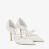 Pantofi cu toc înalt Aurelie 85 din dantelă jimmy choo de culoare ivoriu, cu ornamente din perle Pantofi cu toc înalt Aurelie 85 din dantelă jimmy choo de culoare ivoriu, cu ornamente din perle