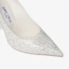 Pantofi cu toc înalt Love 100 din satin ivoriu cu ornamente din cristale