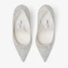 Pantofi cu toc înalt Love 100 din satin ivoriu cu ornamente din cristale