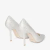 Pantofi cu toc înalt Love 100 din satin ivoriu cu ornamente din cristale