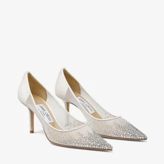 Pantofi cu toc înalt Love 65 din plasă albă cu cristale DéGradé Pantofi cu toc înalt Love 65 din plasă albă cu cristale DéGradé