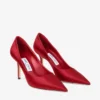 Pantofi cu toc înalt Love 85 din satin roșu rubiniu