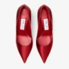 Pantofi cu toc înalt Love 85 din satin roșu rubiniu