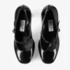 Pantofi cu toc înalt Marene Mary Jane 120 din piele de vițel lustruită neagră, cu cataramă cu cristale Pantofi cu toc înalt Marene Mary Jane 120 din piele de vițel lustruită neagră, cu cataramă cu cristale