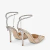 Pantofi cu toc înalt Saeda 100 din satin auriu cu cristale