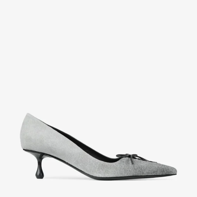 Pantofi cu toc înalt Scarlett 50 din piele de căprioară și denim Pantofi cu toc înalt Scarlett 50 din piele de căprioară și denim